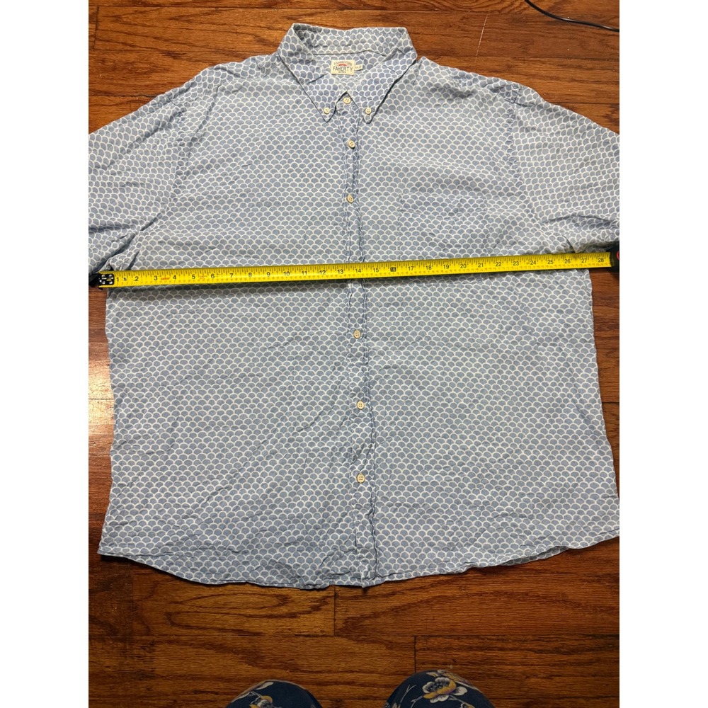 Faherty Brand Mens XXL Blue Scallop Print Short Sleeve Button Down Shirt